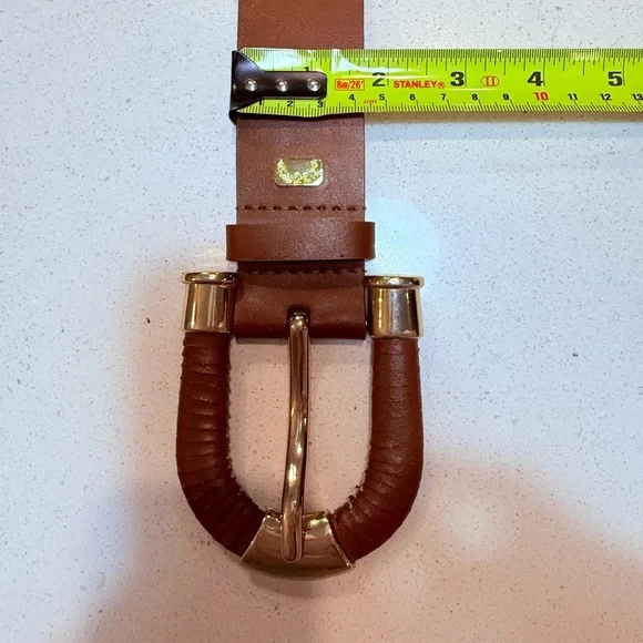 ANTONIO MELANI Brown and Gold Leather “Thick” Belt - Picture 9 of 14